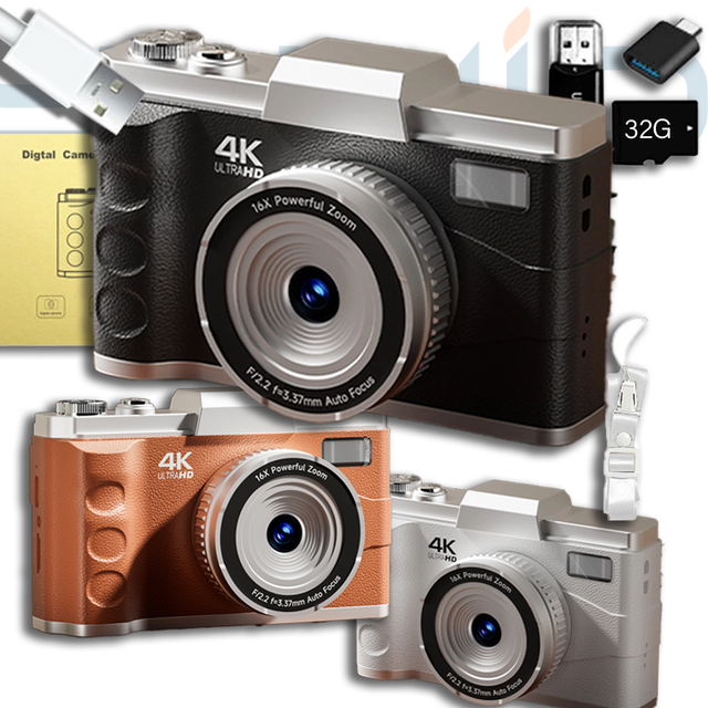 Yuniq 4K Digital HD Video Camera Retro Style Camera Macro Photography with 3.0 Screen 16X Zoom Ultra Clear Dual Recording M11
