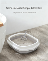 Litière pour chat en plastique colorée, vente en gros directe d'usine, avec pelle, design semi-fermé, grande capacité, facile à nettoyer