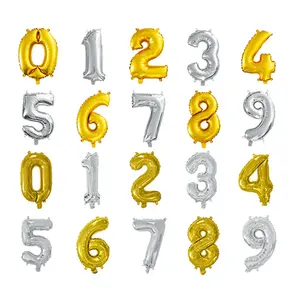 Happy Birthday Merry Christmas Valentines Single Helium Golden Alphabet Number and Letter Shaped Mylar Aluminium Foil Baloons