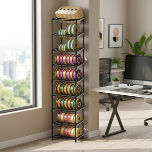 Support de bobine pour filament d'imprimante 3D, 9 couches, en acier au carbone, sur pied, pour le rangement des fournitures d'impression 3D - Product Image 1