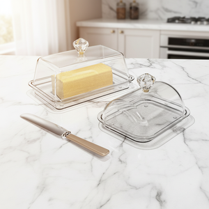 Contenitore Classico in Acrilico per Burro e Formaggio, Scatola per Conservazione Alimenti, Utensile da <span class=keywords><strong>Cucina</strong></span> per Panificazione, Contenitore Medio per Burro - Product Image 1