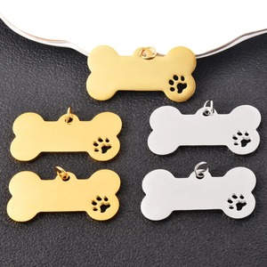 Plaque d'identification personnalisée pour animaux de compagnie en os gravé et patte creuse, pendentif d'identification en acier inoxydable pour chien et chat, étiquette de collier personnalisée avec nom et adresse, vente en gros - Product Image 4
