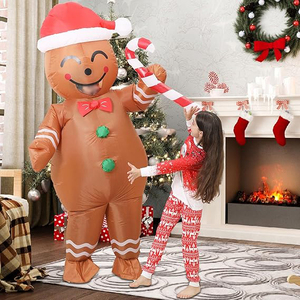 Wholesale Cosplay <b>Costumes</b> Gingerbread Outfit <b>Inflatable</b> Christmas for Party Event Polyester Material Easy Setup Unisex - Product Image 3