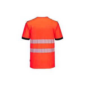 Portwest-เสื้อยืด PW3ผ้าฝ้าย Hi-Vis T181RBKM สบายสีแดง/ดำ-5036108389865ชุดทำงาน HI-VIS - Product Image 2