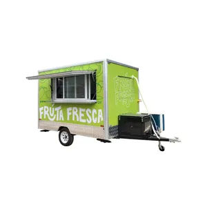 New Arrival Flower Food Cart Green Color Street food truck Barbeque food truck fully equipped