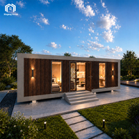 Maisonnette mobile de luxe moderne en structure acier de 40 pieds, entièrement meublée, cabanes portables préfabriquées pour la location et l'hôtellerie