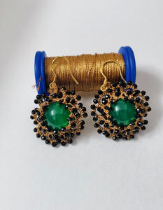 Orecchini da donna Hisera floreali vintage di tendenza, orecchini a cerchio geometrici esagerati di lusso con zirconi, fatti a mano e intrecciati - Product Image 1