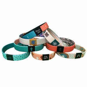 Bracelets élastiques en polyester imprimé extensible pour festivals, tissu pour activités - Product Image 3