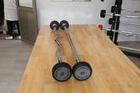 Barre d'haltères fixe en acier massif avec revêtement CPU, poids fixe de 20 kg, avec étiquettes de poids en métal pour salle de sport commerciale