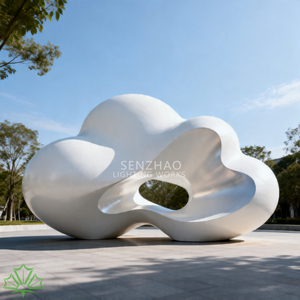Escultura de Nube Blanca Abstracta Grande de Senzhao, Instalación Artística Moderna de Fibra de Vidrio para Espacios Públicos al Aire Libre - Product Image 3