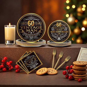 Décorations de table jetables <span class=keywords><strong>pour</strong></span> fête d'<span class=keywords><strong>anniversaire</strong></span> 60 ans, thème Or Noir, <span class=keywords><strong>pour</strong></span> adultes - Product Image 1