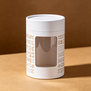 Custom Cylinder Paper Box With Clear Window Kraft Tube For Coffee Bean Custom Logo Packaging Retail Cafe Gift Display - Product Image 4
