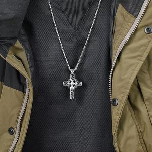 New Arrival Stainless Steel <strong>Cross</strong> <strong>Necklace</strong> for Men Double Sided <strong>Cross</strong> <strong>Celtic</strong> Knot Pendent <strong>Necklace</strong> Fashion Jewelry - Product Image 6