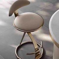 Moderner goldener drehbarer Barhocker mit gepolsterter grauer Samts itz lehne Ergonomisches Design Hochbar stuhl
