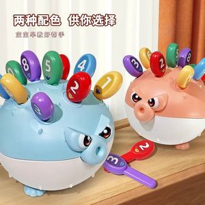 Juguete de pescado abombado con forma de martillo y números para niños de 2 a 4 años, juego educativo con forma de animal, colores azul y rosa - Product Image 1