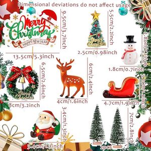 Lot de 8 décorations de gâteau Joyeux Noël et Bonne Année : Père Noël, Traîneau, Renne, Bonhomme de neige, Couronne, Sapin – Fournitures de fête pour les fêtes de fin d'année - Product Image 3
