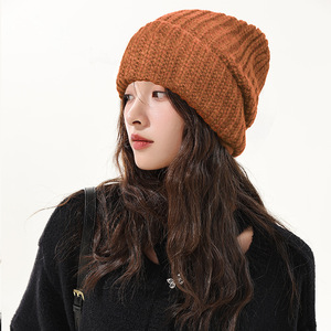 Japanese Style Knitted Hat <b>Wool</b> Warm Winter <b>Beanie</b> For Women 56-58Cm Solid Color Pullover Hat - Product Image 3