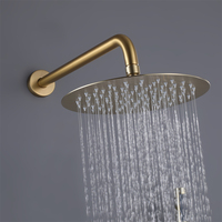Mitigeur de douche mural encastré chaud/froid en or mat pour salle de bain avec pommeau de douche pluie
