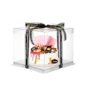 Rose Flower Bear Packaging Box Tall Clear Cylindrical Transparent Cake Box Flower Gift Dustproof Exhibition Boxes