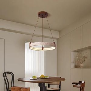 Lustre moderne en travertin à anneaux ronds Suspension italienne de luxe pour salle à manger Salon - Product Image 2