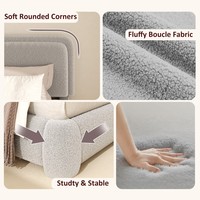 Lit réglable élégant en flanelle grise avec revêtement en polaire, pieds effilés et housse amovible zippée pour la décoration intérieure nordique
