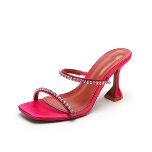 Sandales à talons hauts 8,5 cm en strass de haute qualité pour femmes, style mule, collection 2025 - Product Image 4