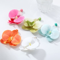 KAIMEI 2025 nueva llegada joyería de moda océano mariposa flor multicapa pétalo pendiente grande Punk tela plástico flor pendiente