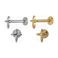 Perhiasan Tindik Bibir 316L Surgical Steel North Star Labret Stud Ulir Dalam Monroe Medusa Helix Tragus 16G Baru