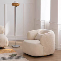 Fauteuil pivotant de style nordique, luxe léger, une place, en fausse fourrure Sherpa, pour cafés, hôtels et bureaux de vente