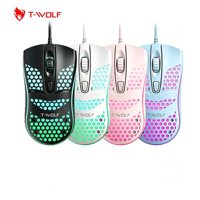 Échantillon Gratuit Souris Gaming Filaire USB T-WOLF V15 Creuse avec Éclairage Nid d'Abeille pour Bureau – Fabricant de Souris Économiques