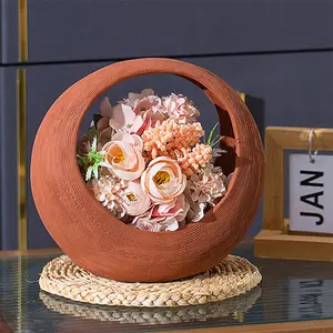 Neue Keramik vase aus rotem Ton Kreative hydro po nische getrocknete Blumen korb Wohnzimmer Europäische Dekoration Ornamente Terrakotta-Vase