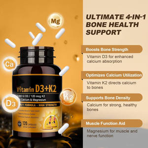 OEM Private Label Vitamine <span class=keywords><strong>D3</strong></span> en K2 <span class=keywords><strong>10000</strong></span> IE Volwassenen Immuunondersteuning & Verbeterde Botdichtheid Calcium Magnesium Zink 120 Capsules - Product Image 2