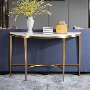 Mesa de consola de metal superior de cristal de mármol con estilo moderno con almacenamiento para el hogar Villa Hotel <span class=keywords><strong>supermercado</strong></span> gimnasio para sala de estar pasillo - Product Image 2