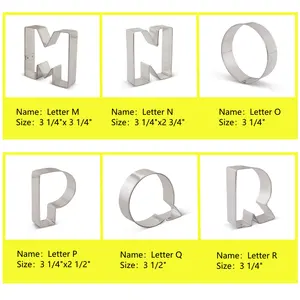 ที่ตัดคุกกี้แม่พิมพ์สแตนเลสสำหรับตกแต่ง430คุกกี้ตัวอักษรตัวเลขอุปกรณ์ตกแต่งคุกกี้แบบทำมือ
