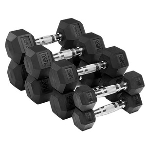 Haltères hexagonaux en fonte noirs avec revêtement en caoutchouc pour fitness - Product Image 4