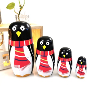Navidad rusa de madera Matryoshka muñecas anidadas de madera pintadas a mano decoración del hogar manualidades regalo de Navidad para chico - Product Image 6