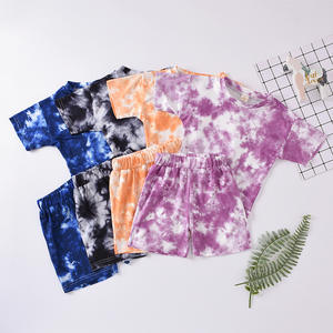 Conjunto de 2 Piezas de Camiseta y Pantalones Cortos Tie Dye Multicolor para Niños y Niñas, Moda Infantil, Venta al Por Mayor - Product Image 3