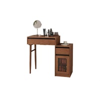Table de maquillage moderne en bois de chêne avec grand espace de rangement, éclairage intelligent compatible, design durable et écologique pour chambre à coucher