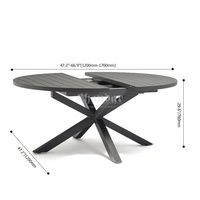 Table de salle à manger ronde extensible d'extérieur avec cadre en aluminium noir
