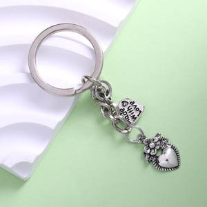 ขายดีกระเป๋าเป้สะพายหลังสีเงินโบราณพวงกุญแจจี้คริสตัลไรน์สโตนของขวัญรูปหัวใจกลม - Product Image 2