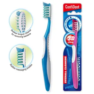 Brosse à dents adulte en gros poils de massage brosse à dents manuelle en plastique avec logo