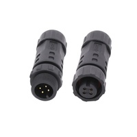 Conector de fonte de alimentação elétrica m12, fio macho e fêmea impermeável com 4 pinos