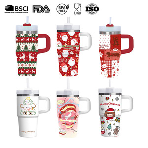 Christmas Stainless Steel Tumbler 14oz Insulated Cup With Handle And Straw For <b>Kids</b> Gift - Product Image 1