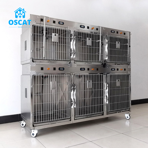Oscat กรงสัตว์แพทย์สแตนเลส6ประตู, คอกสัตว์แพทย์ลังแมวมีไฟอบอุ่นสำหรับคลินิกสัตว์เลี้ยง - Product Image 4
