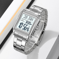 Jam Tangan SKMEI 2405 Terbaru, Jam Azan Muslim, Gaya Metal, Jam Digital Sport Pria, Mewah, Warna Emas