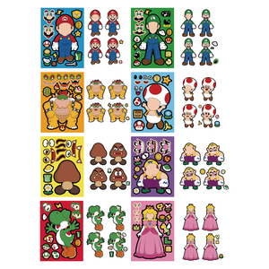 Cadeaux créatifs Cartoon Anime Cool <span class=keywords><strong>Mario</strong></span> Luigi Peach Princess <span class=keywords><strong>Stickers</strong></span> Make-a-Face Puzzle Toys Decoration Wall Cups DIY <span class=keywords><strong>Stickers</strong></span> - Product Image 2