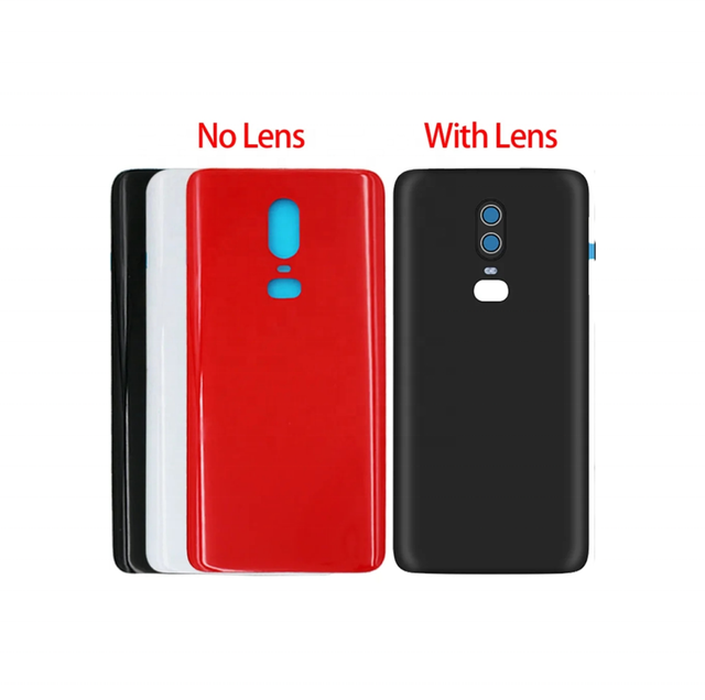 Back Battery Cover for OnePlus 6 Bar Design Black Housing Case with Camera Glass Lens Replacement Parts