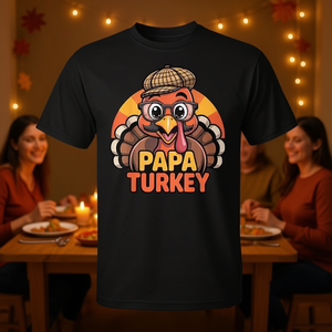 T-shirt pour homme Papa Turkey Thanksgiving, design assorti pour la famille - Product Image 3