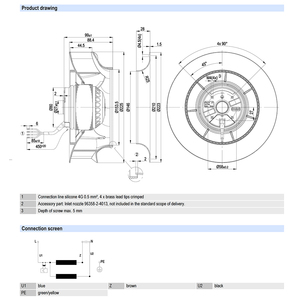 พัดลมแบบแรงเหวี่ยง AC รุ่น R2E225-RA92-09/A02 ขนาด 225 มม. 230VAC 2720 รอบต่อนาที 695 CFM 175 วัตต์ ใบพัดโค้งหลังแบบมีมอเตอร์ สำหรับระบบ HVAC - Product Image 3