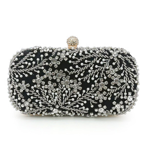 Bolso de mano rectangular brillante con perlas y diamantes de imitación de alta calidad para mujer, bolso de noche, bolso de mano para boda. - Product Image 1